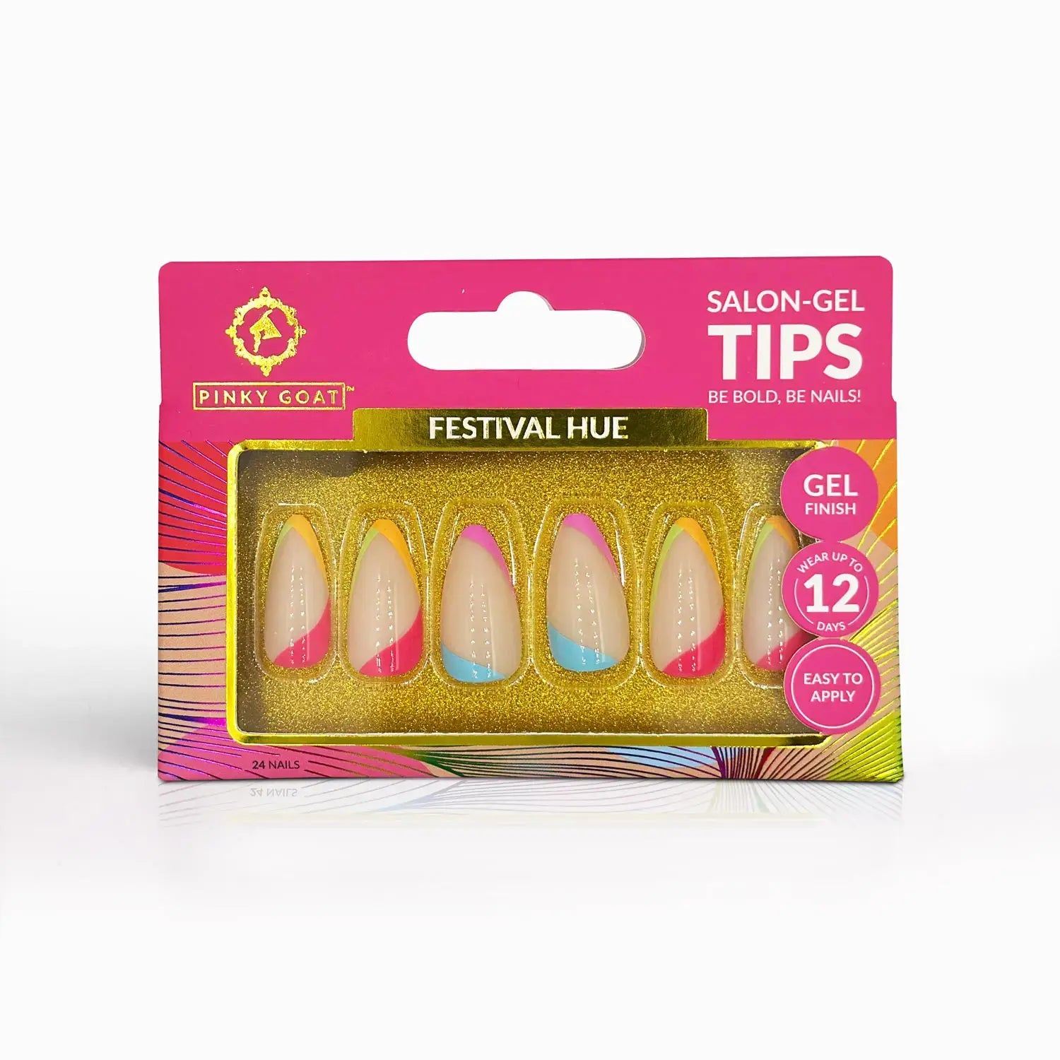 Pinky Goat Tips Salon-Gel Almond Shape Nails Festival Hue, Best UAE False Nails