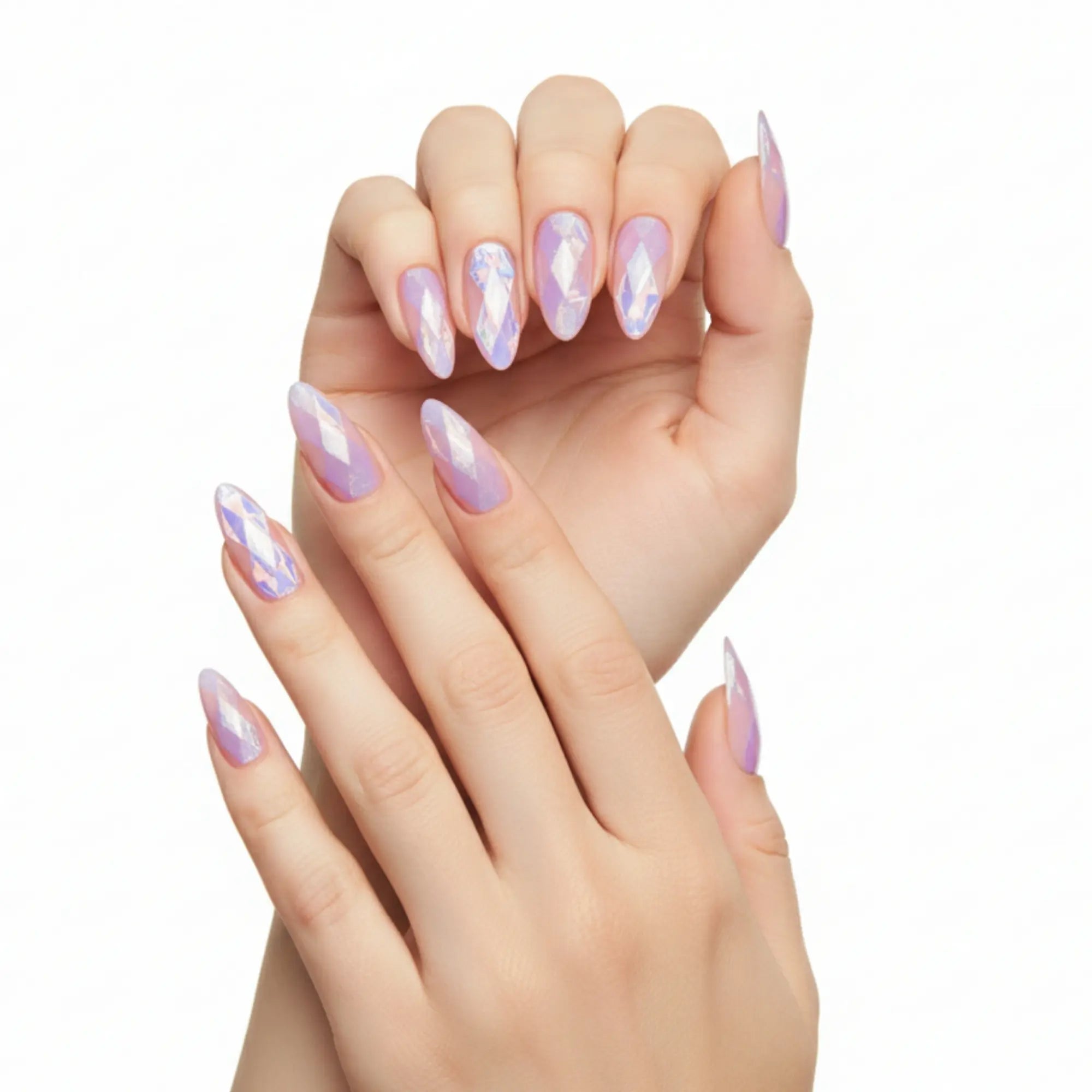 Pinky Goat Tips Salon-Gel Almond Shape Nails Purple Prism