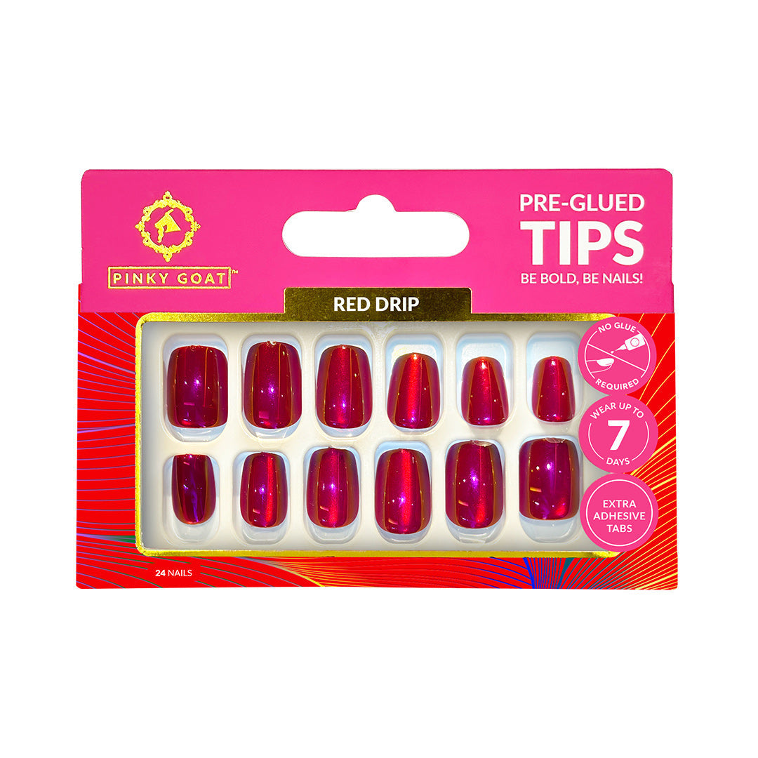 PINKYGOAT TIPS - PRE GLUED - RED DRIP - Pinky Goat
