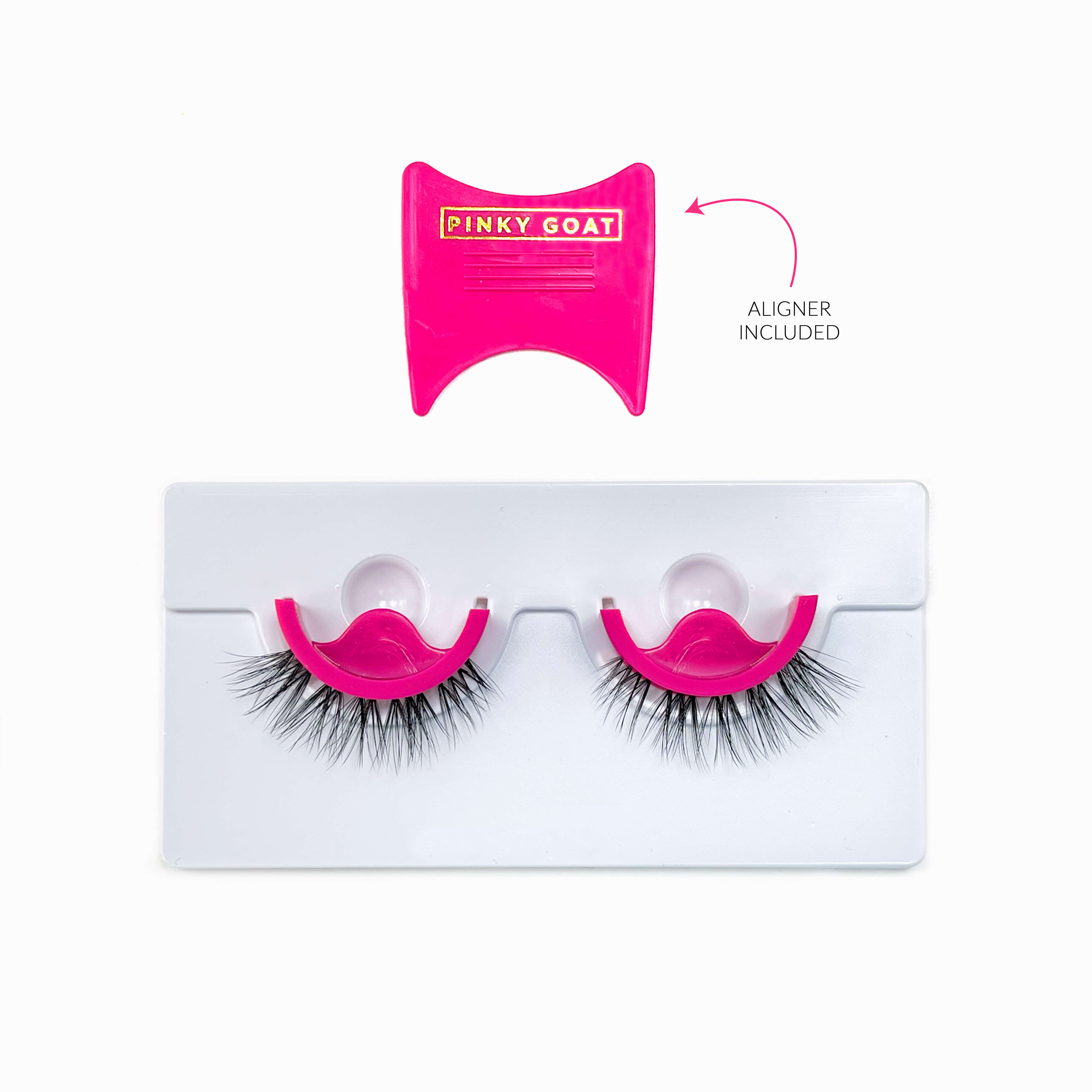AISHA Pre-Glued Natural Curl Lashes – Soft & Reusable – Pinky Goat