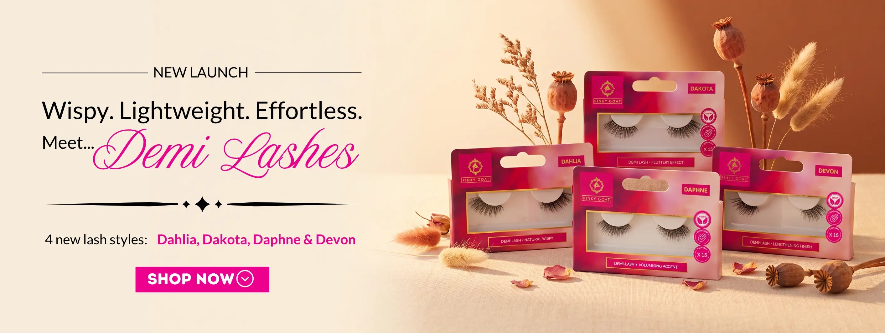 Pinky Goat Vegan Demi Lash Collection | Premium Accent Lashes