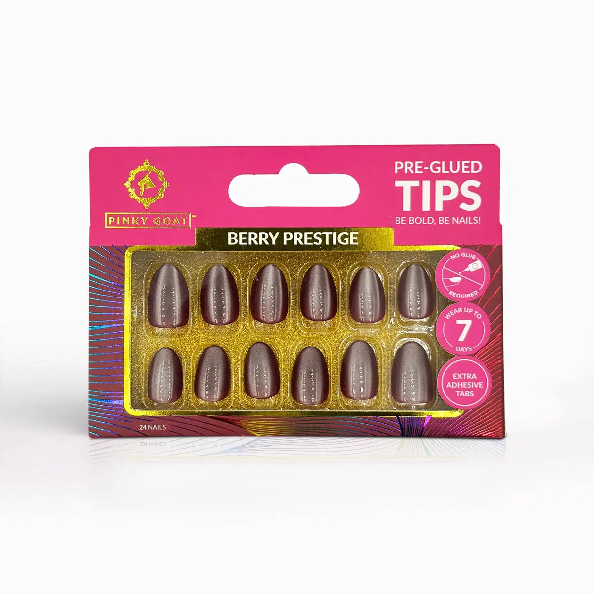 Pinky Goat Tips Pre-Glued Oval Shape Nails Berry Prestige, Best UAE False Nails
