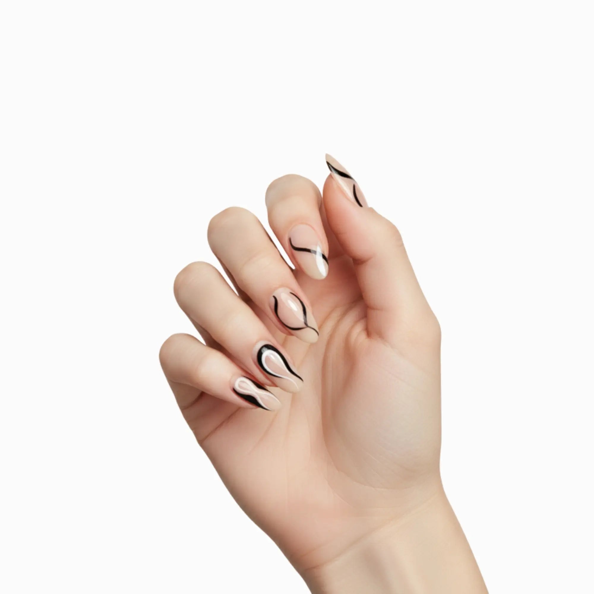 Pinky Goat Tips Pre-Glued Stiletto Shape Nails Black Fire, Best UAE False Nails