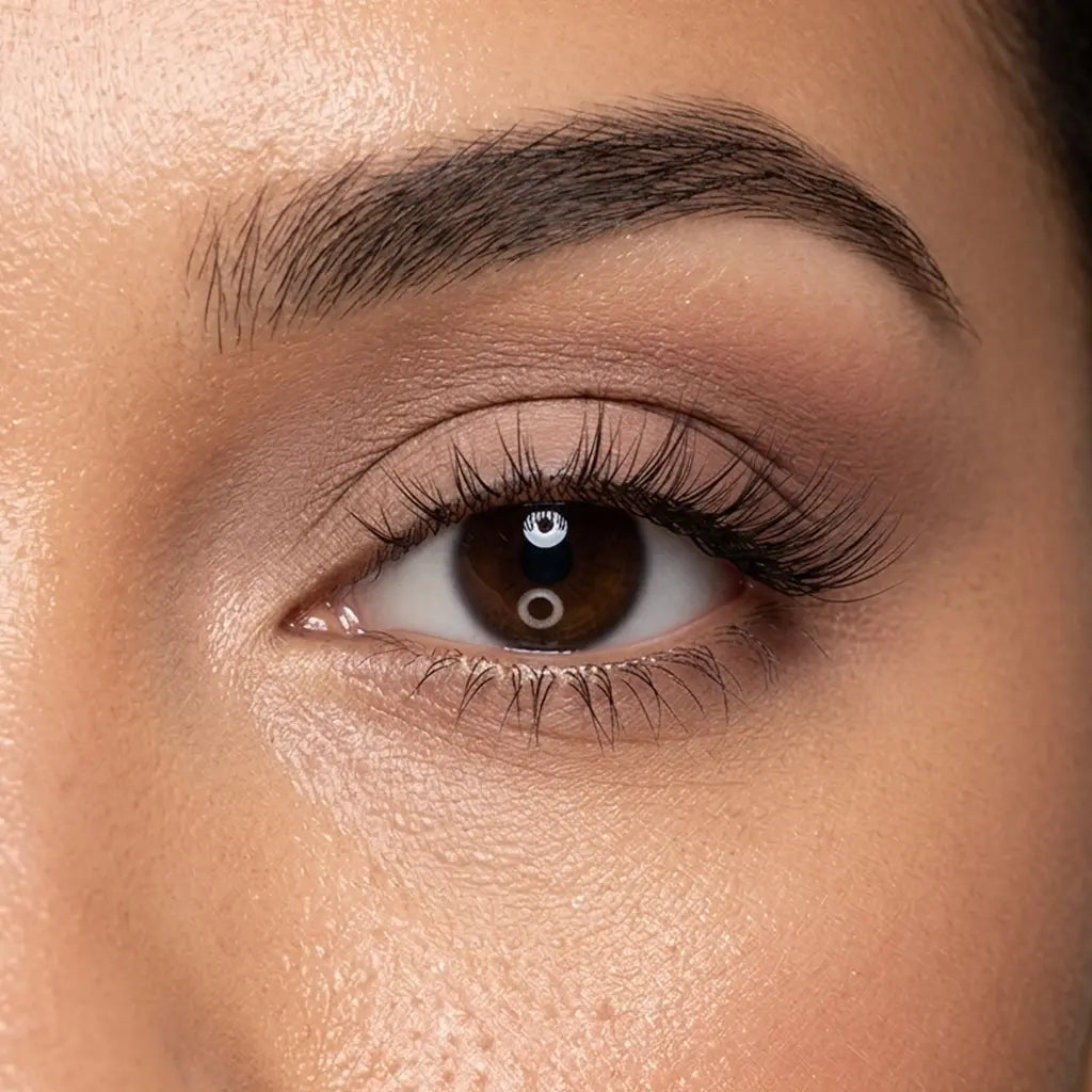 Close-up of a person's eye with devon lengthening finish demi lashes available in UAE