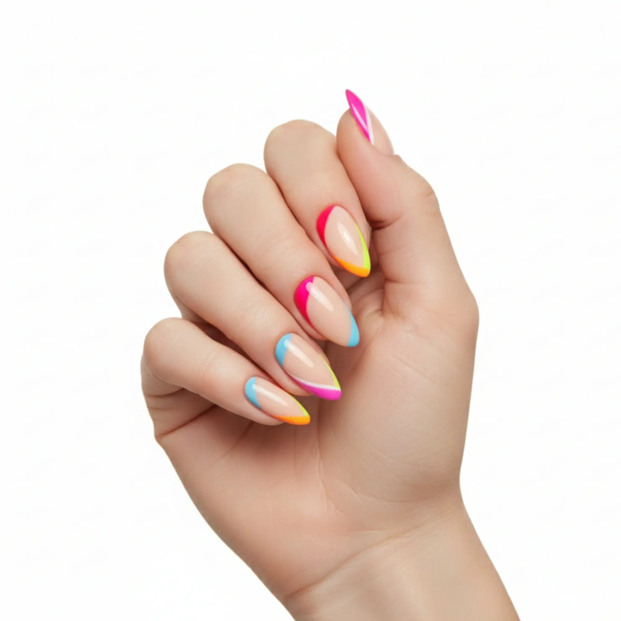 Pinky Goat Tips Salon-Gel Almond Shape Nails Festival Hue, Best UAE False Nails