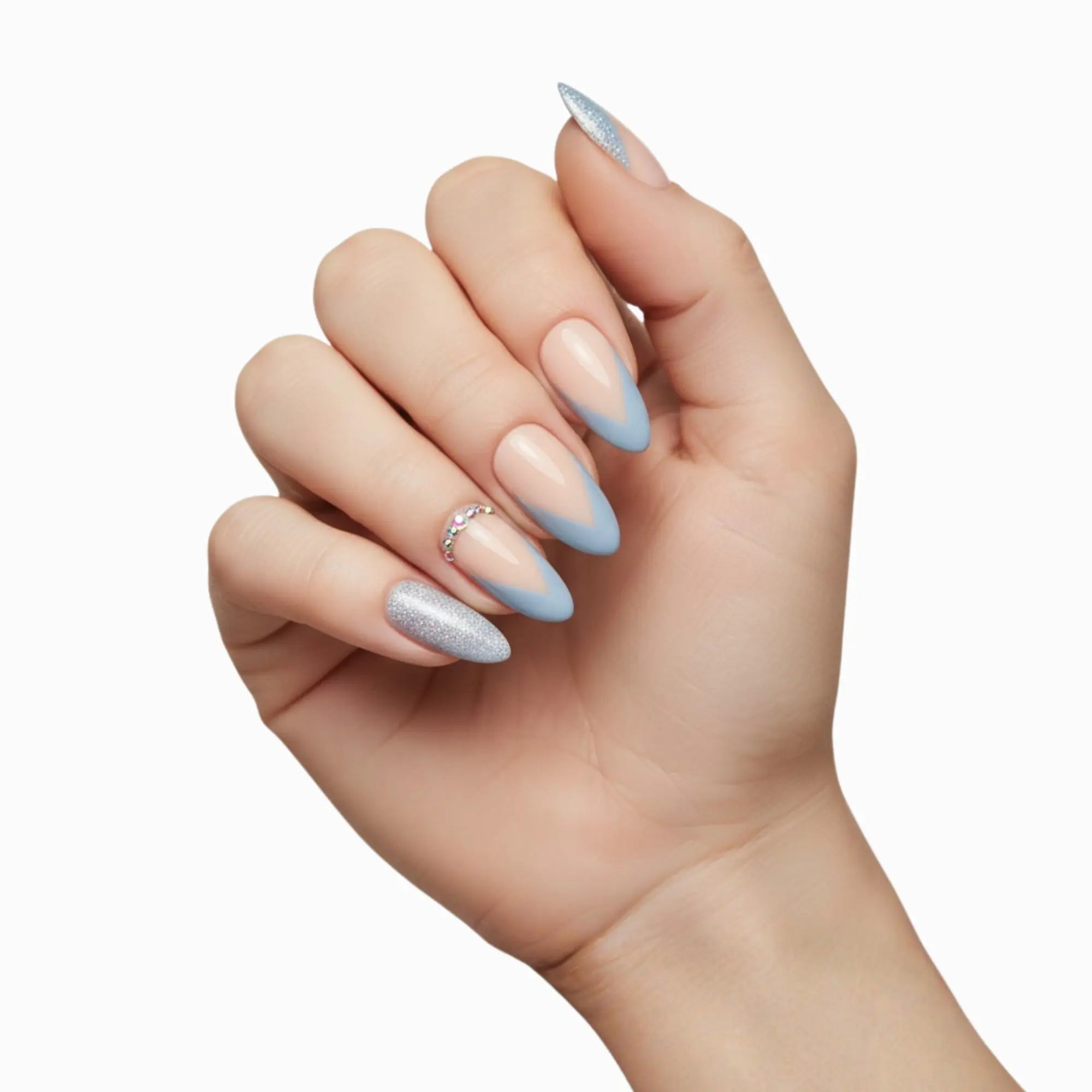 Pinky Goat Tips Salon-Gel Almond Shape Nails Icy Dream, Best UAE False Nails