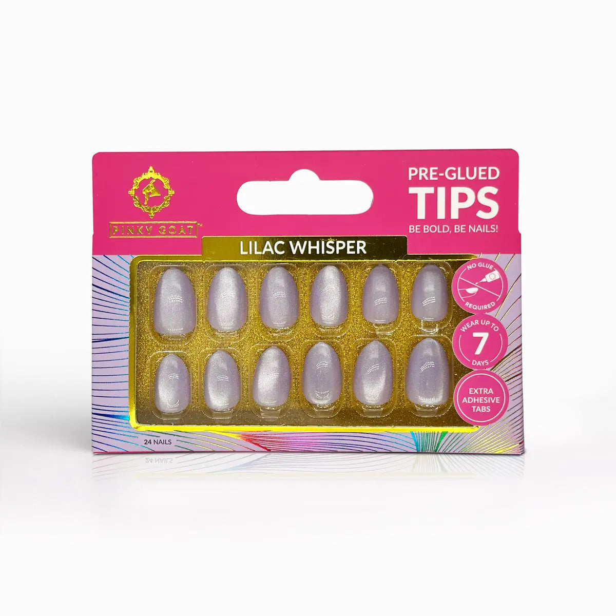 Pinky Goat Tips Pre-Glued Almond Shape Nails Lilac Whisper, Best UAE False Nails