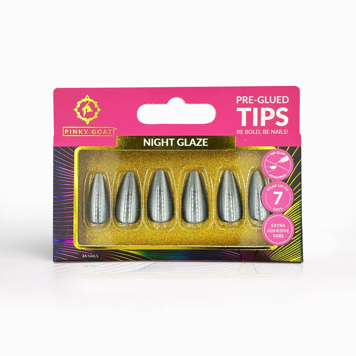 Pinky Goat Tips Pre-Glued Stiletto Shape Nails Night Glaze, Best UAE False Nail