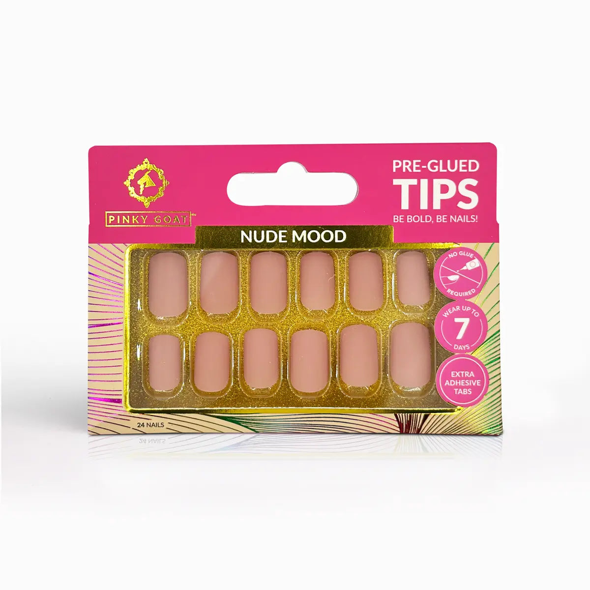 Pinky Goat Tips Pre-Glued Square Shape Nails Nude Mood, Best UAE False Nail