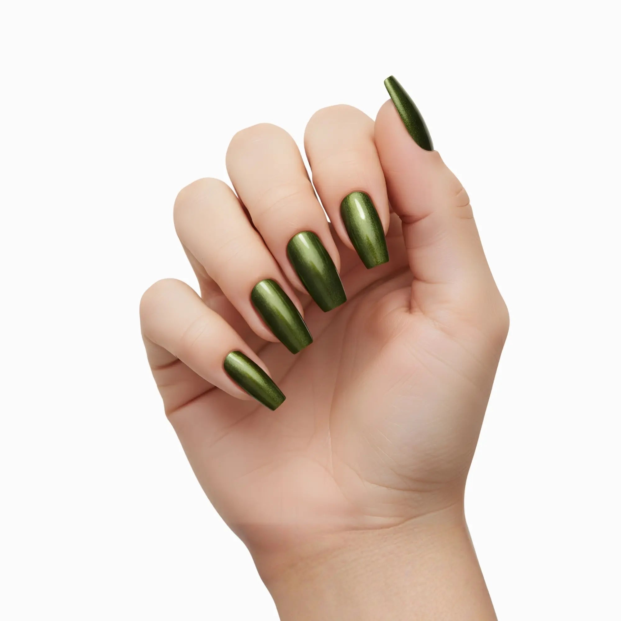 Pinky Goat Tips Salon-Gel Coffin Shape Nails Olive Luxe, Best UAE False Nails