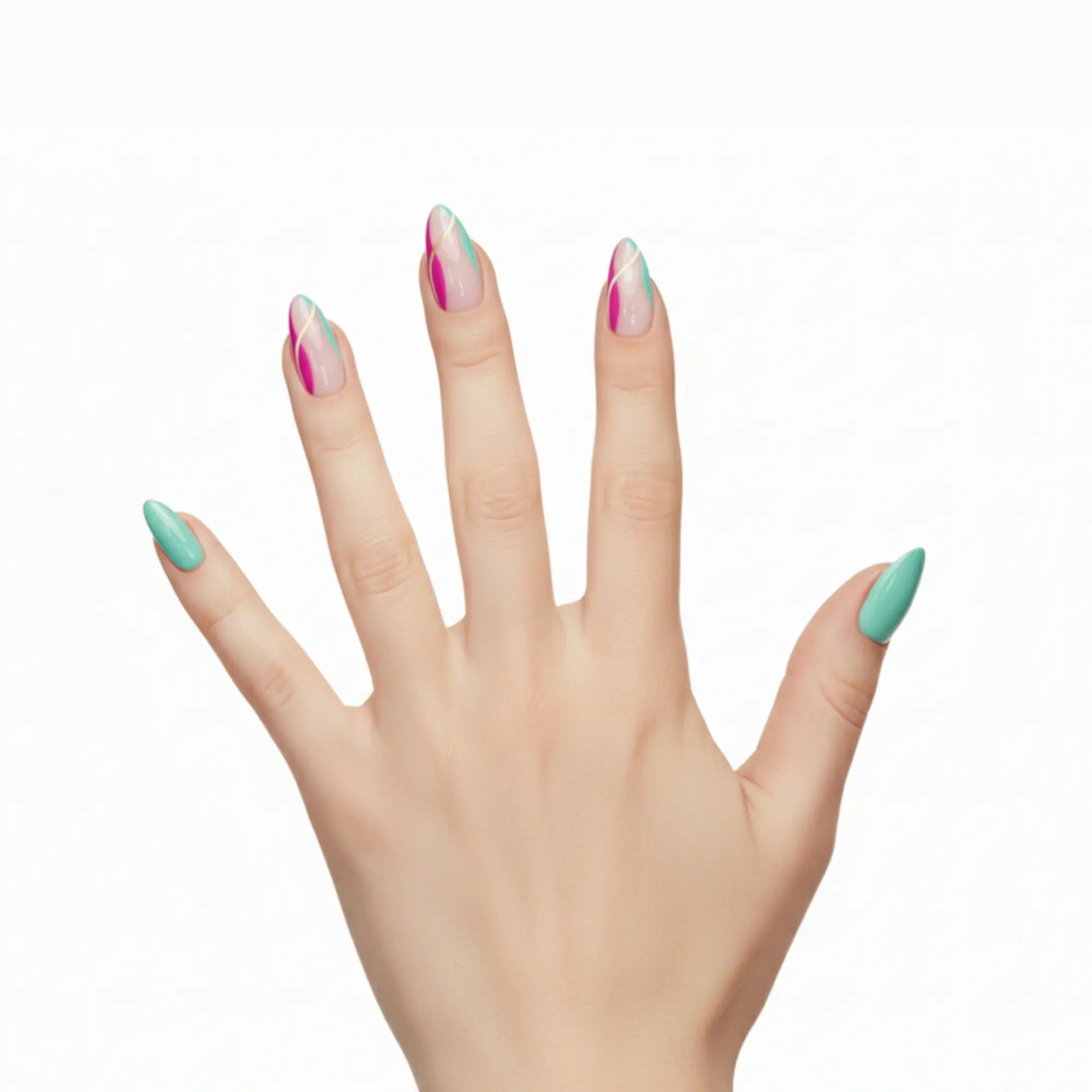 Pinky Goat Tips Pre-Glued Stiletto Shape Nails Pastel Pop, Best UAE False Nails