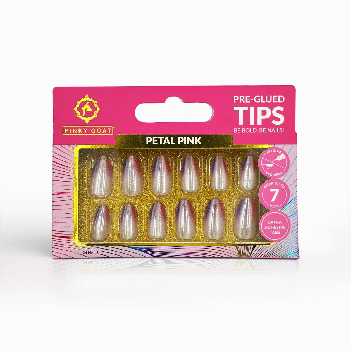 Pinky Goat Tips Pre-Glued Almond Shape Nails Petal Pink, Best UAE False Nail