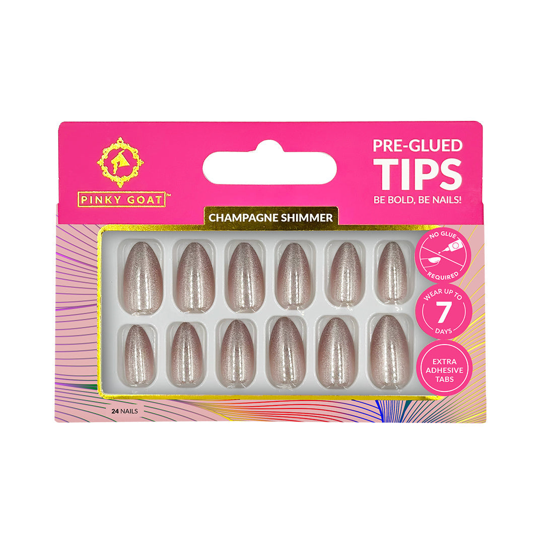 PINKYGOAT TIPS - PRE GLUED - CHAMPAGNE SHIMMER - Pinky Goat