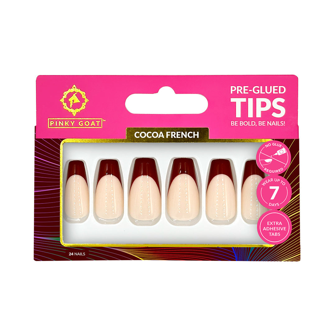 PINKYGOAT TIPS - PRE GLUED - COCOA FRENCH - Pinky Goat