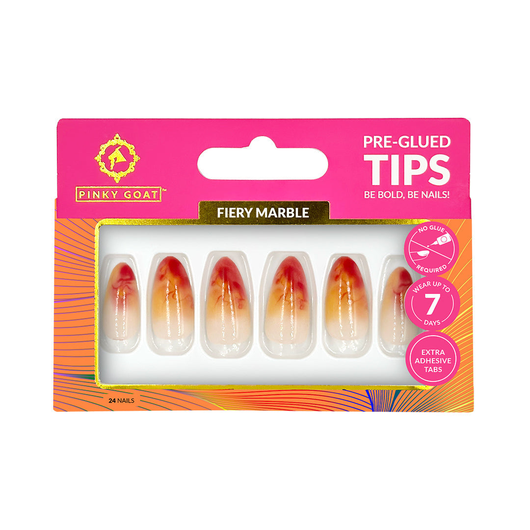 PINKYGOAT TIPS - PRE GLUED - FIERY MARBLE - Pinky Goat