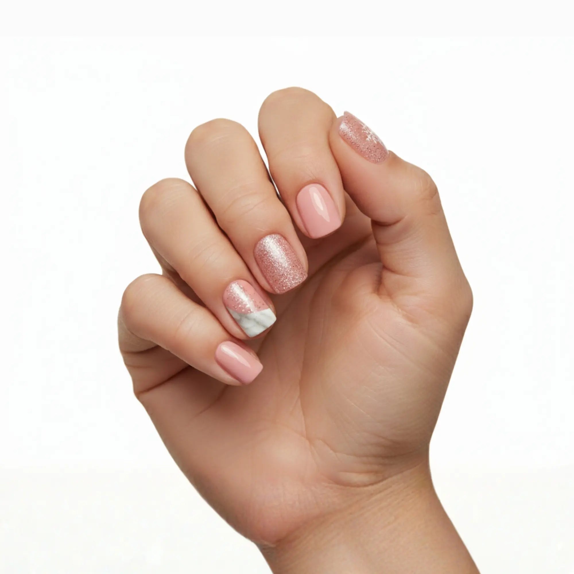 Pinky Goat Tips Pre-Glued Square Shape Nails Rose Dream, Best UAE False Nails