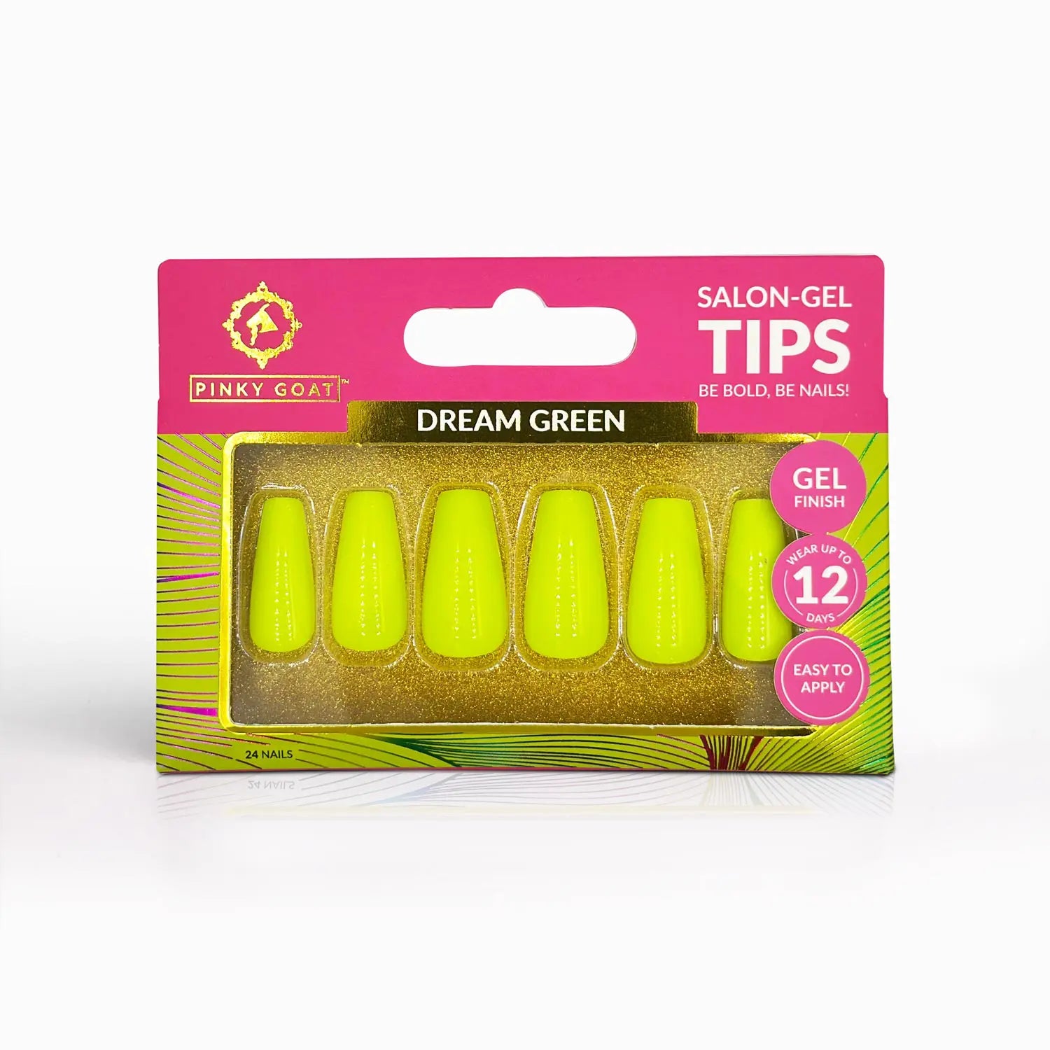 Pinky Goat Tips Salon-Gel Coffin Nails Dream Green 