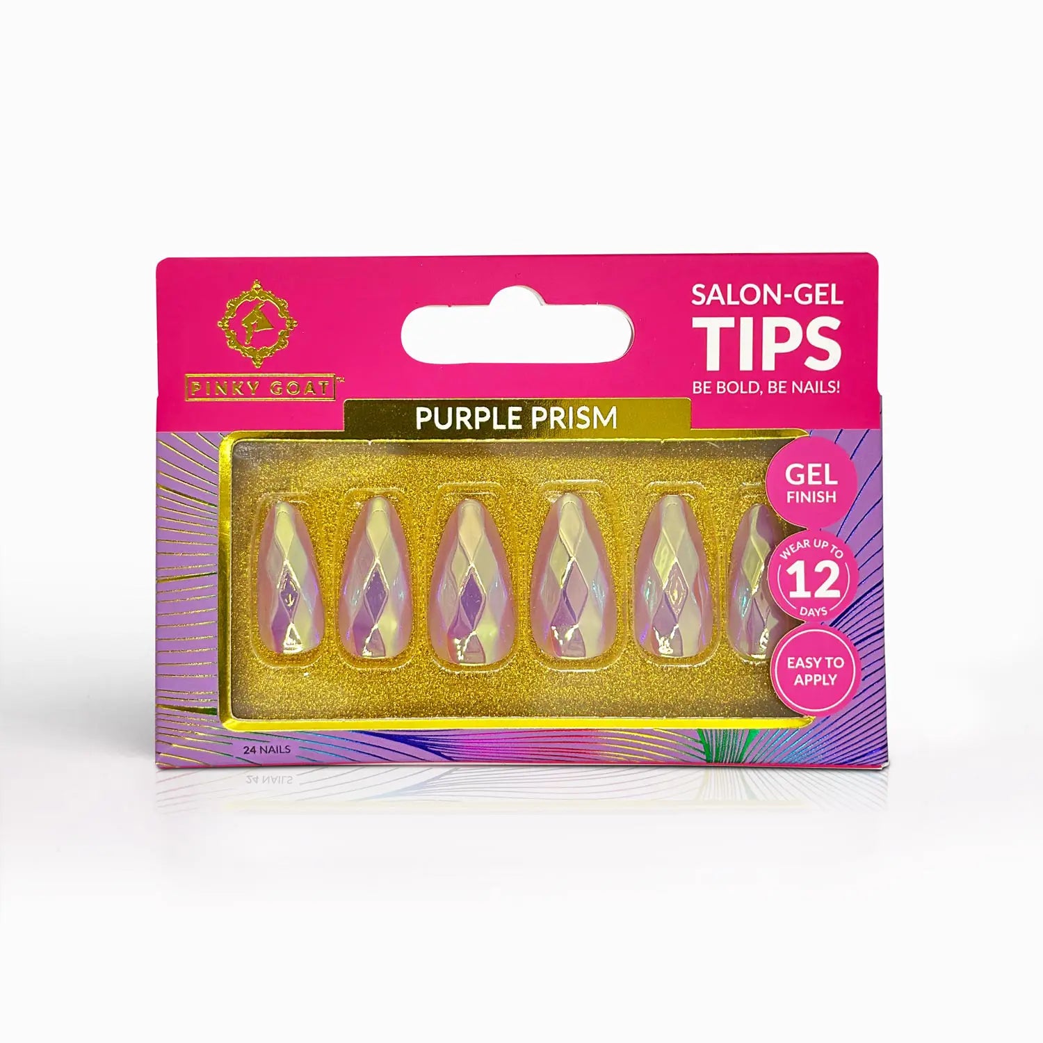 Pinky Goat Tips Salon-Gel Almond Shape Nails Purple Prism