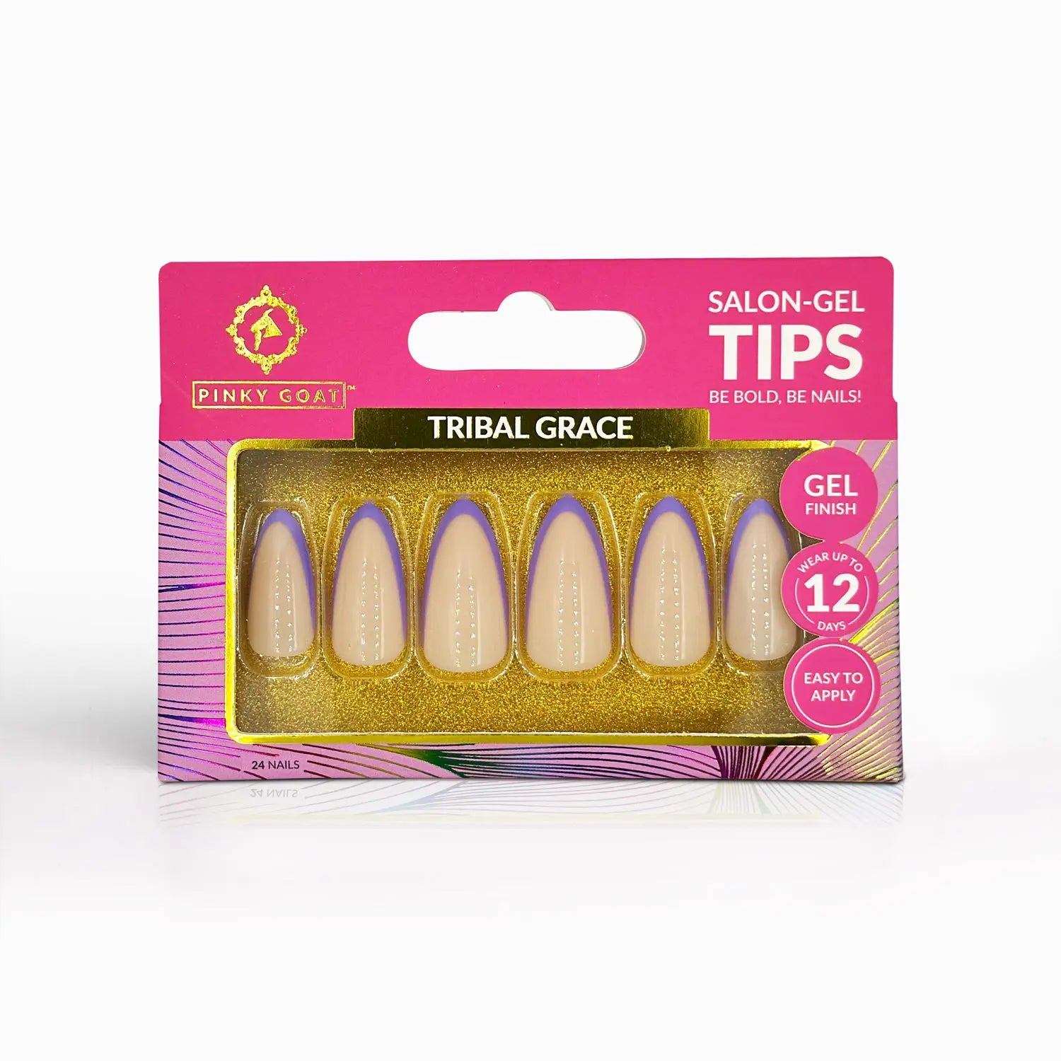 Pinky Goat Tips Salon-Gel Almond Shape Nails Tribal Grace, Best UAE False Nails